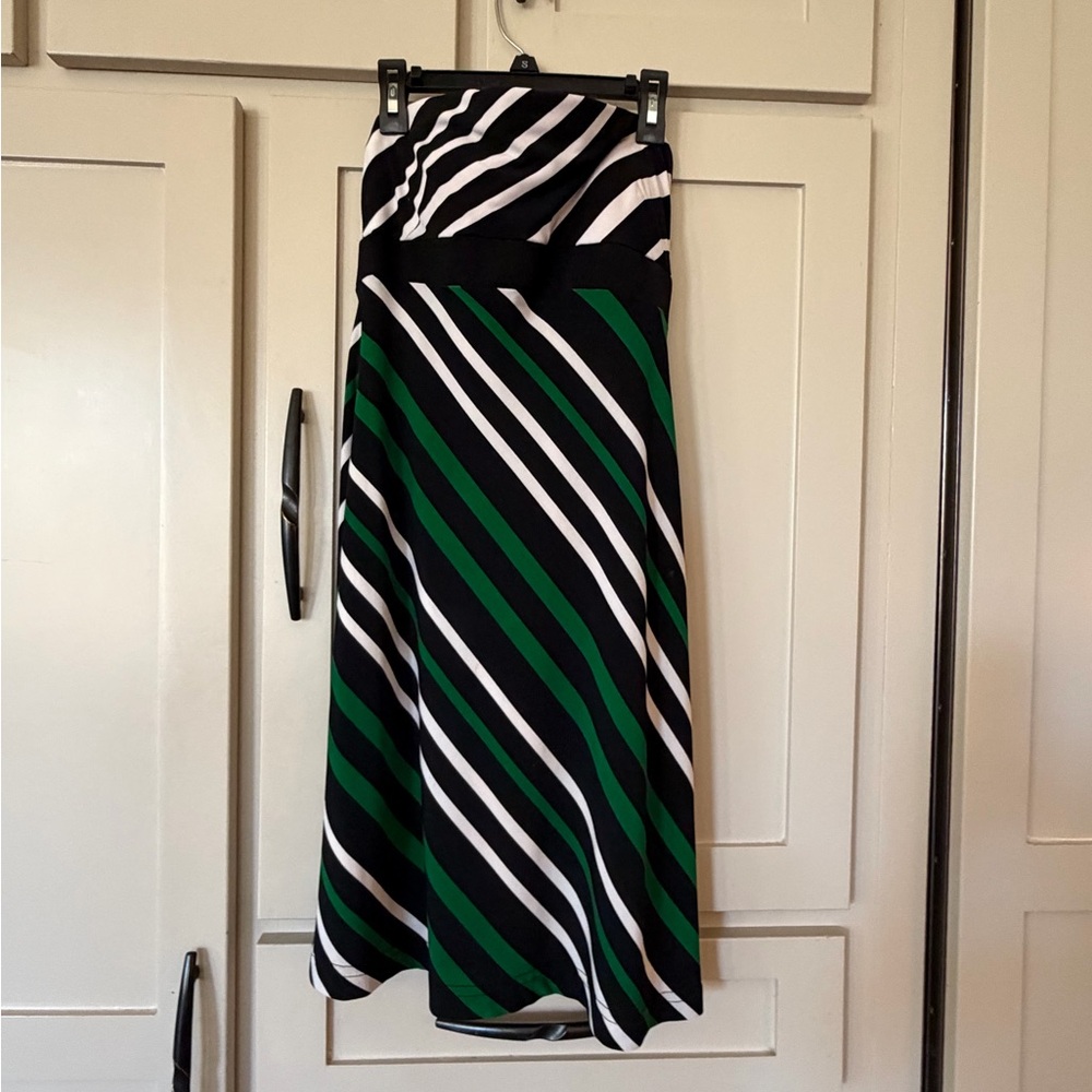 Cache Black, White, and Green Strapless Dress - Picture 2 of 4